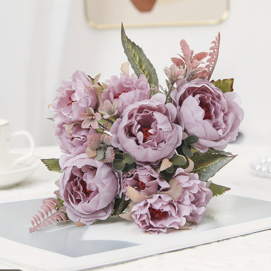 Buquê de Flores Presente de Dia das Mães Peônia Artificial Decoração para Casa