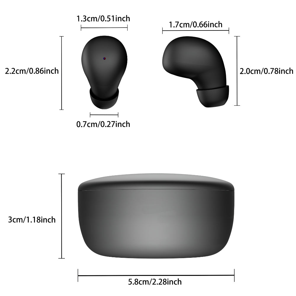 Mini Fones de Ouvido Sem Fio Intra-auriculares com Controle de Toque e Recarregáveis