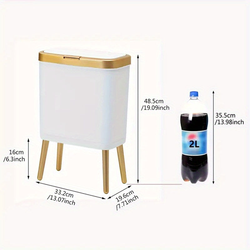 15L Modern Odour-Sealing Trash Can with Elevated Legs | Stylish Waste Bin for Kitchen, Living & Bathroom