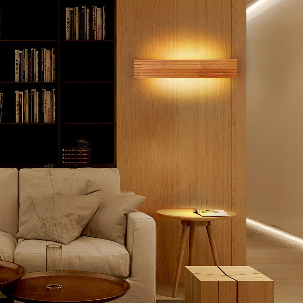 Arandela de LED de Madeira Moderna | Iluminação Minimalista para Quarto e Sala de Estar