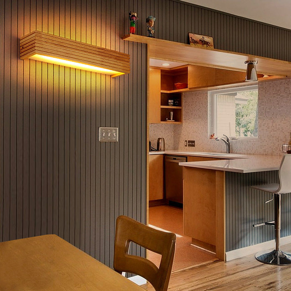 Arandela de LED de Madeira Moderna | Iluminação Minimalista para Quarto e Sala de Estar