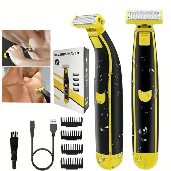 Barbeador e Aparador Elétrico Recarregável Masculino para Uso Seco e Molhado