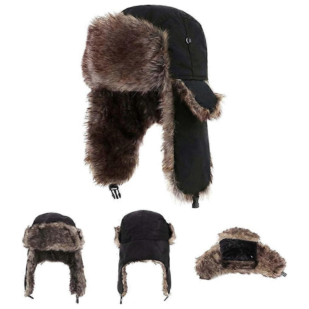 Gorro de Aviador para Esqui com Protetor de Orelha e Pele Sintética Aconchegante