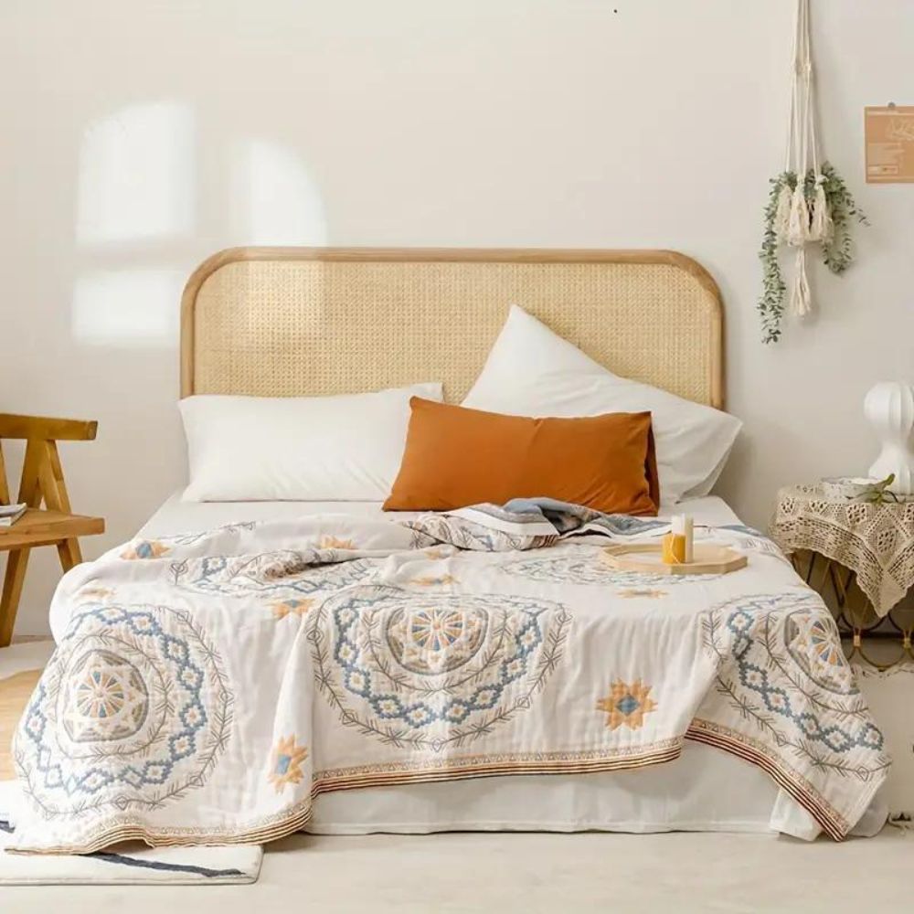 Manta Decorativa com Estampa de Mandala Boho