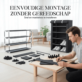 Fabric Shoe Rack with Steel Frame – 6 or 8 Tiers & Space-Saving