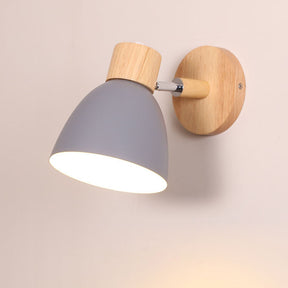 Modern Minimalist Wall Sconce | Wood & Iron Macaron Lamp
