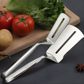 Pinça Espátula de Aço Inoxidável – Utensílio de Cozinha 2 em 1 para Virar e Pegar