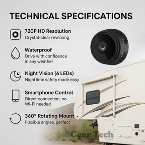 Câmera de Ré Wireless HD – Visão Noturna à Prova d'Água para RV, Caminhão e Trailer