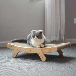 Arranhador para Gatos, Brinquedo de Arranhar, Cama Lounge Curva de Madeira para Gatos