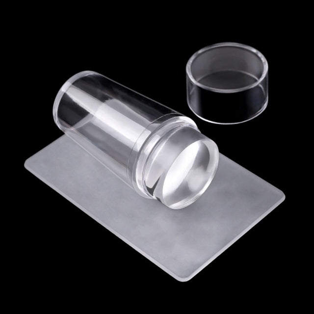 Carimbo de Silicone Transparente para Unhas com Espátula
