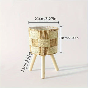 Suporte para Plantas de Bambu Estilo Boêmio | Cachepô de Rattan Feito à Mão com Pés de Madeira
