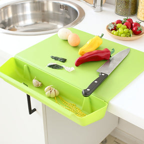 Tábua de Corte 2 em 1 com Recipiente de Armazenamento | Tábua de Cozinha Portátil e Suporte para Alimentos