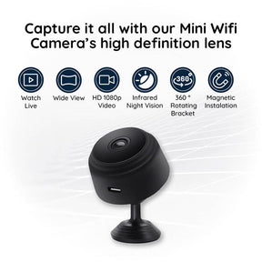 Minicâmera WiFi HD 1080P com Visão Noturna