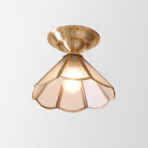 Single-Bulb Flush Mount Lighting Minimalism Scalloped Metal Semi Flush Mount in Brass