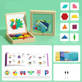 Magnetic Wooden Building Blocks – Pattern Cards Included, Educational & Creative