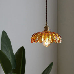 Luminária Pendente de Flores Vintage | Lustre de Vidro Colorido