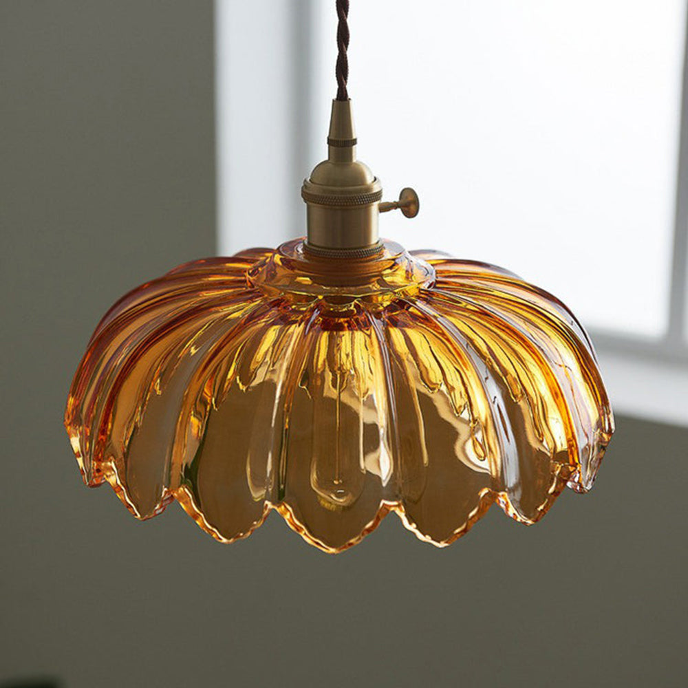 Luminária Pendente de Flores Vintage | Lustre de Vidro Colorido