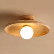 Modern Wooden Ceiling Light | Minimalist Semi-Flush Mount