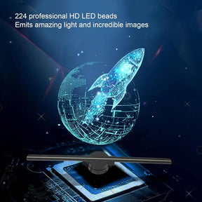 Projetor de Ventilador LED com Holograma 3D