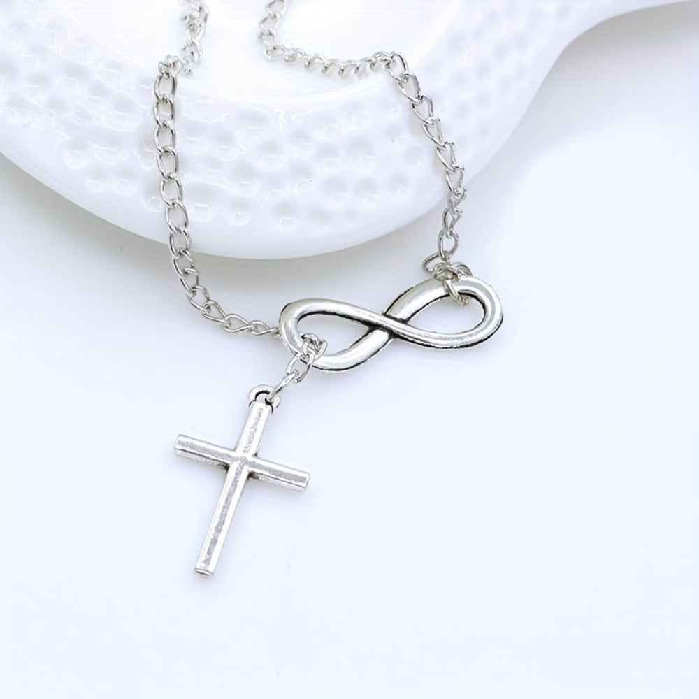 Colar com Pingente de Cruz Prata Vintage Presente de Dia das Mães