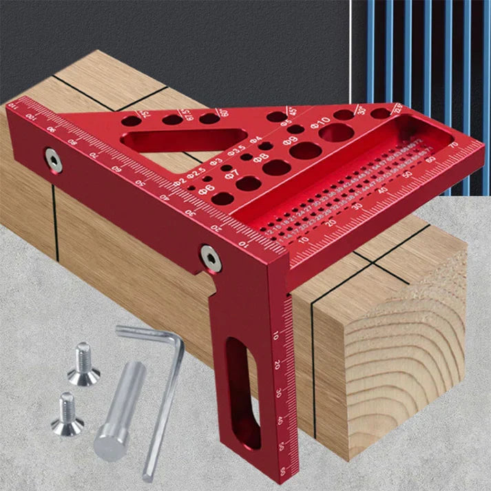 Aluminium Woodworking Square – Drill Guide Holes &amp; 90° &amp; 45° Angles