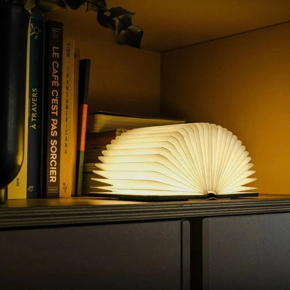 Foldable Book Lamp – 360° Rechargeable LED Table Light – Wood, 22 × 17 × 2.5 cm – product image 10