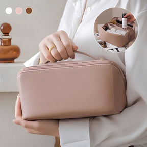 Necessaire de Viagem Organizadora de Maquiagem Estojo Cosmético de Couro Sintético de Grande Capacidade