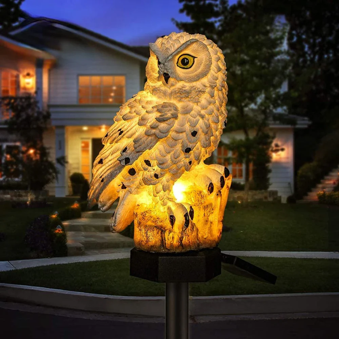 Luminária Solar de Jardim em Formato de Coruja para Caminhos Externos