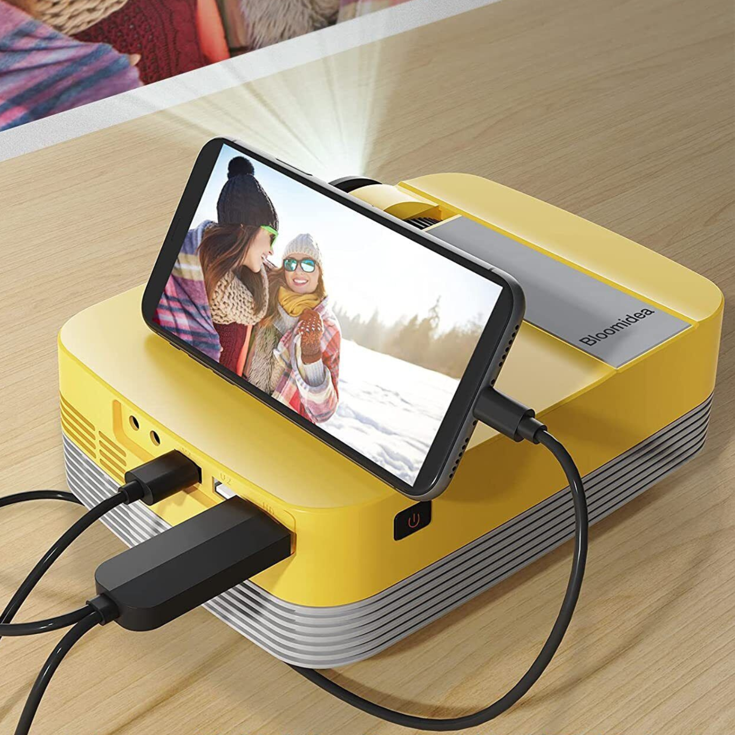 Mini Projetor Portátil Inteligente USB HD para Notebook e Dispositivos Móveis