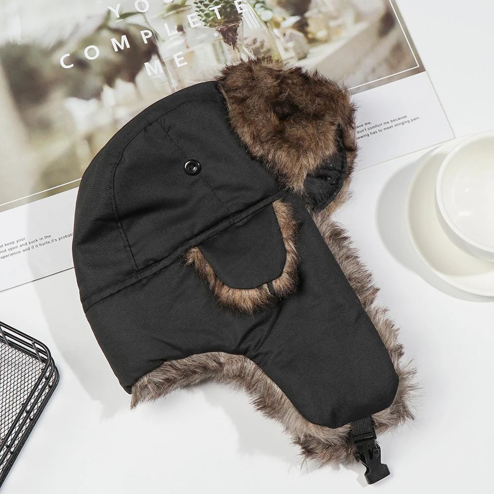 Gorro de Aviador para Esqui com Protetor de Orelha e Pele Sintética Aconchegante