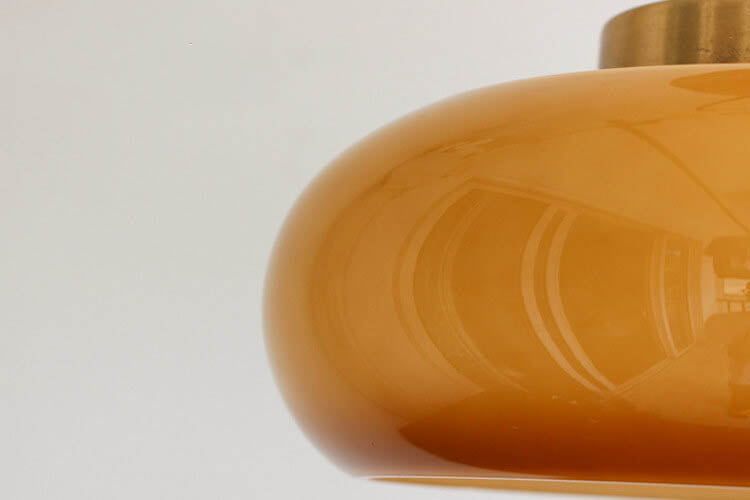 Pendente de Teto Vintage em Latão e Vidro Amarelo | Semi-Embutido