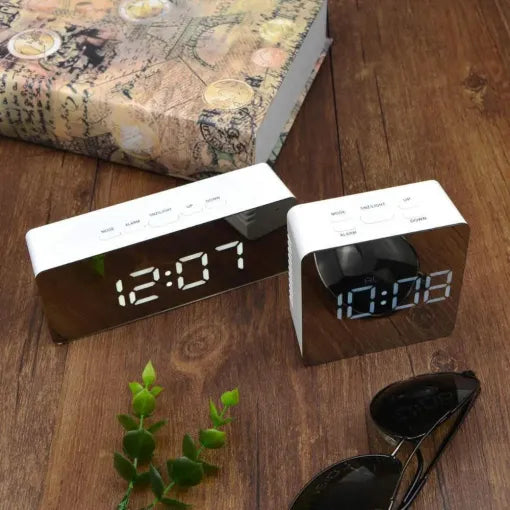 Despertador Digital Espelho Inteligente de Mesa para Cabeceira com Luz Noturna
