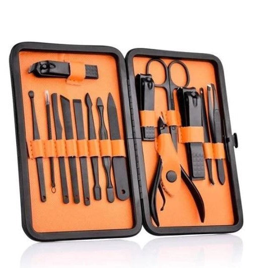 Conjunto de Manicure Profissional de 15 Peças com Estojo de Viagem