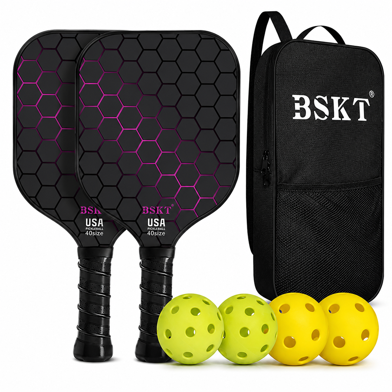 Conjunto de Raquetes de Pickleball de Fibra de Vidro Leves com Bolas