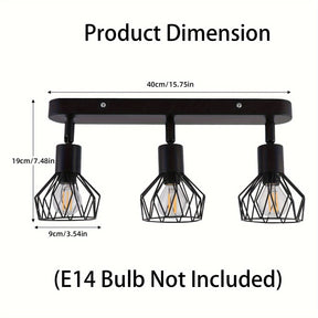 Vintage 3-Light Ceiling Spotlight | Industrial Black Metal Fixture