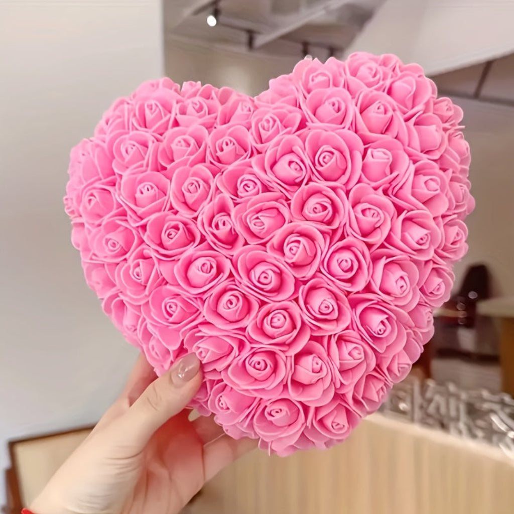 Presente de Dia das Mães Coração de Rosa Decoração de Mesa de Flor Artificial