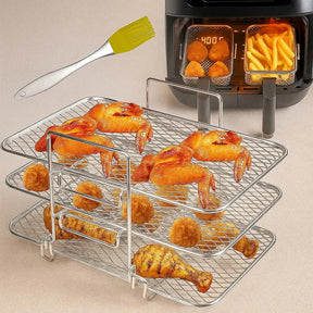 Suporte de 3 Níveis para Fritadeira Elétrica – Distribuição Uniforme de Calor, Antiaderente e de Fácil Limpeza