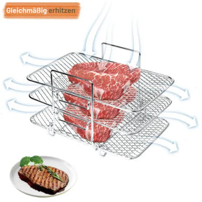 Suporte de 3 Níveis para Fritadeira Elétrica – Distribuição Uniforme de Calor, Antiaderente e de Fácil Limpeza