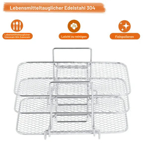 Suporte de 3 Níveis para Fritadeira Elétrica – Distribuição Uniforme de Calor, Antiaderente e de Fácil Limpeza