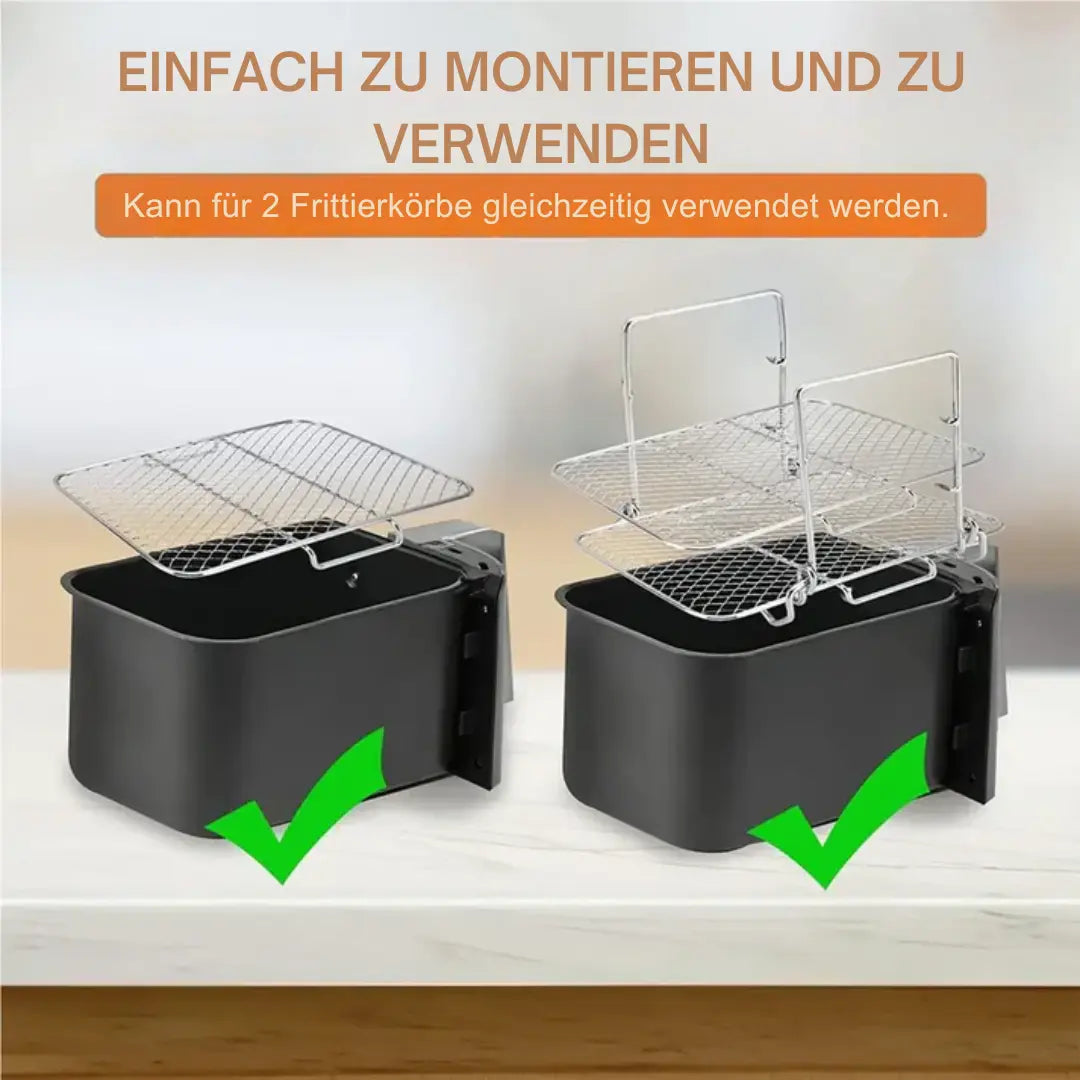 Suporte de 3 Níveis para Fritadeira Elétrica – Distribuição Uniforme de Calor, Antiaderente e de Fácil Limpeza