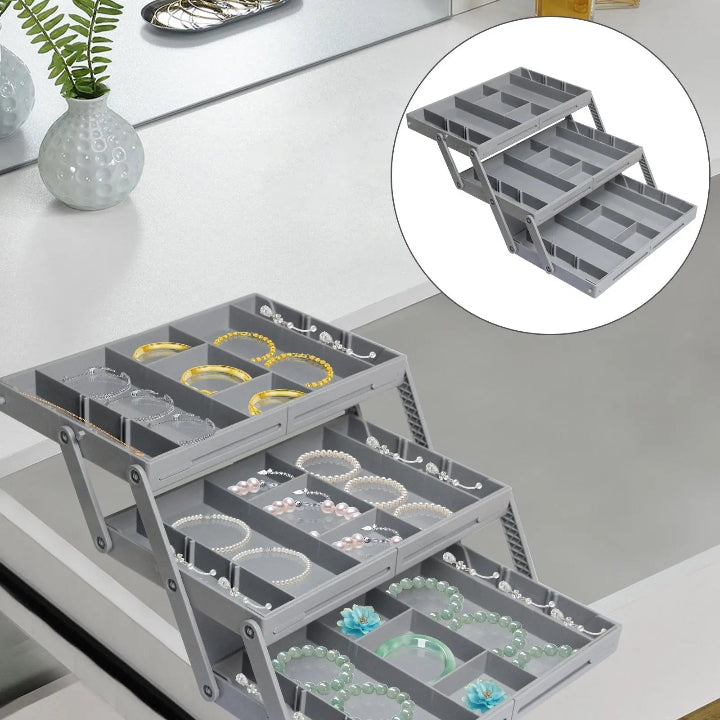 Organizador de Gaveta Expansível - Bandeja Ajustável de 3 Níveis para Economia de Espaço na Cozinha