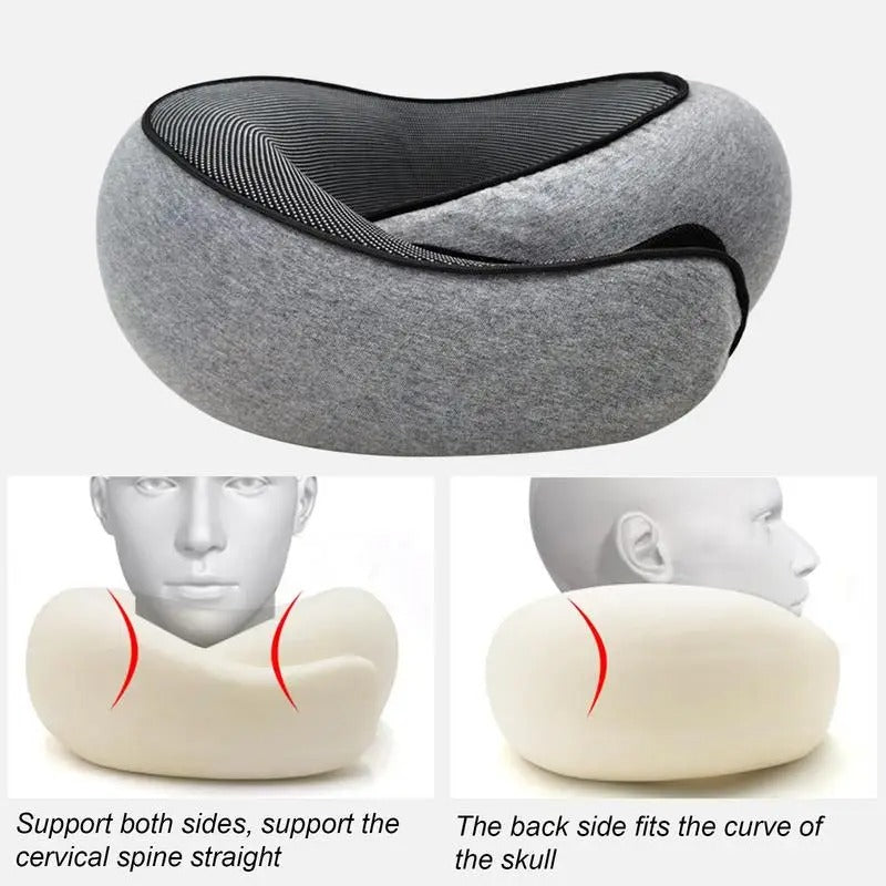 Almofada de Pescoço Ergonômica para Viagem – Suporte em Espuma Viscoelástica para Avião e Carro