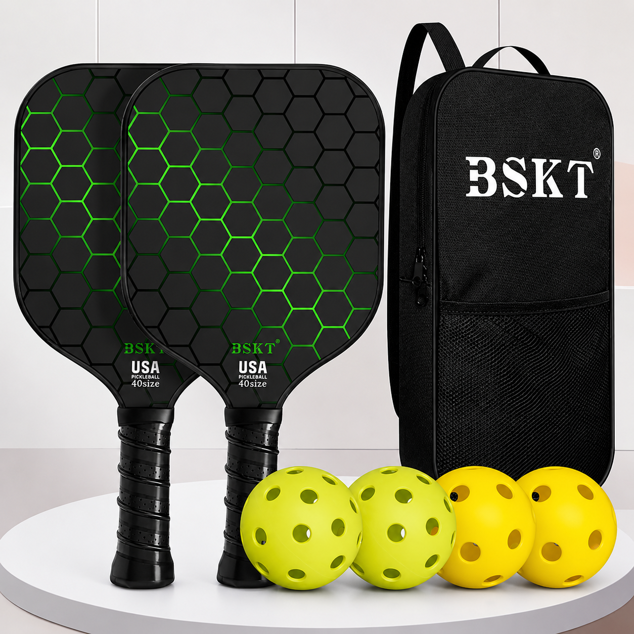 Conjunto de Raquetes de Pickleball de Fibra de Vidro Leves com Bolas