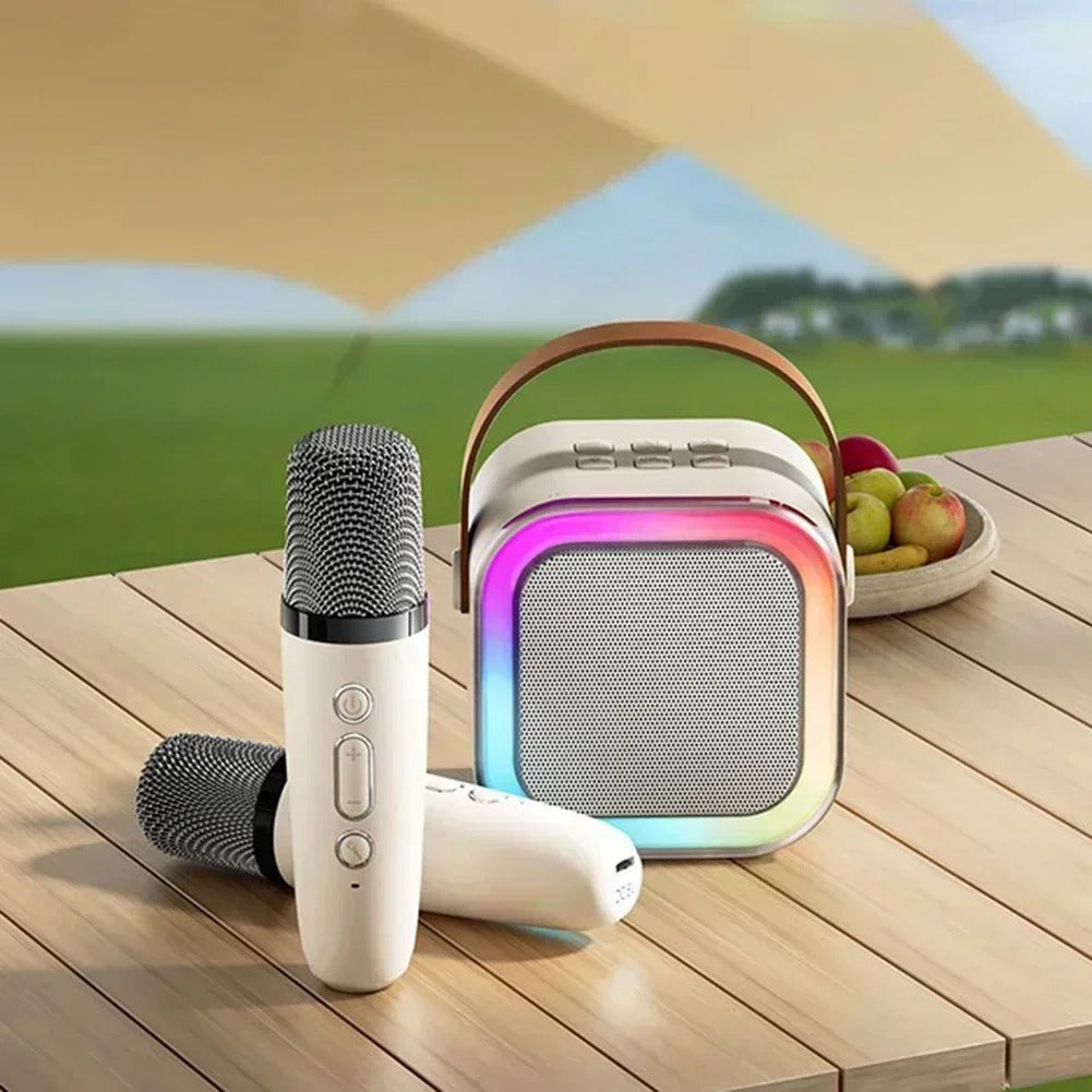 Máquina de Karaokê Portátil com 2 Microfones