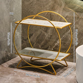 Organizador de Banheiro de Duas Camadas com Base de Orelha de Gato | Prateleira Elegante de Metal para Cosméticos e Skincare