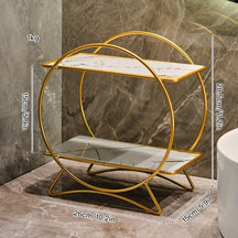 Organizador de Banheiro de Duas Camadas com Base de Orelha de Gato | Prateleira Elegante de Metal para Cosméticos e Skincare