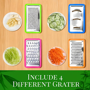 Bamboo Cutting Board with Storage Trays & Graters | Multifunctional Kitchen Prep Station