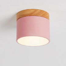 Scandinavian Macaron LED Ceiling Light | Wooden Accent Flush Mount