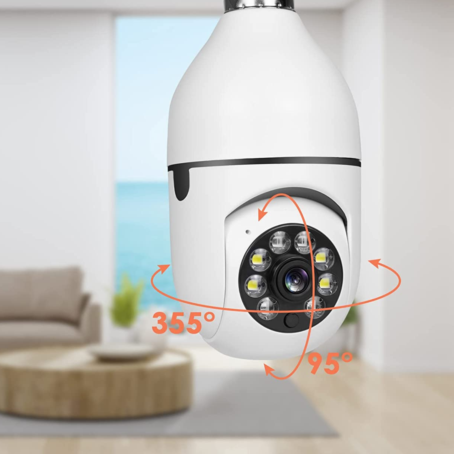 Câmera de Segurança Inteligente Wi-Fi em Formato de Lâmpada para Ambientes Internos/Externos