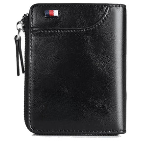 Men’s RFID Blocking Wallet with Zipper Multi Credit Card Holder Khaki + Brown + Black